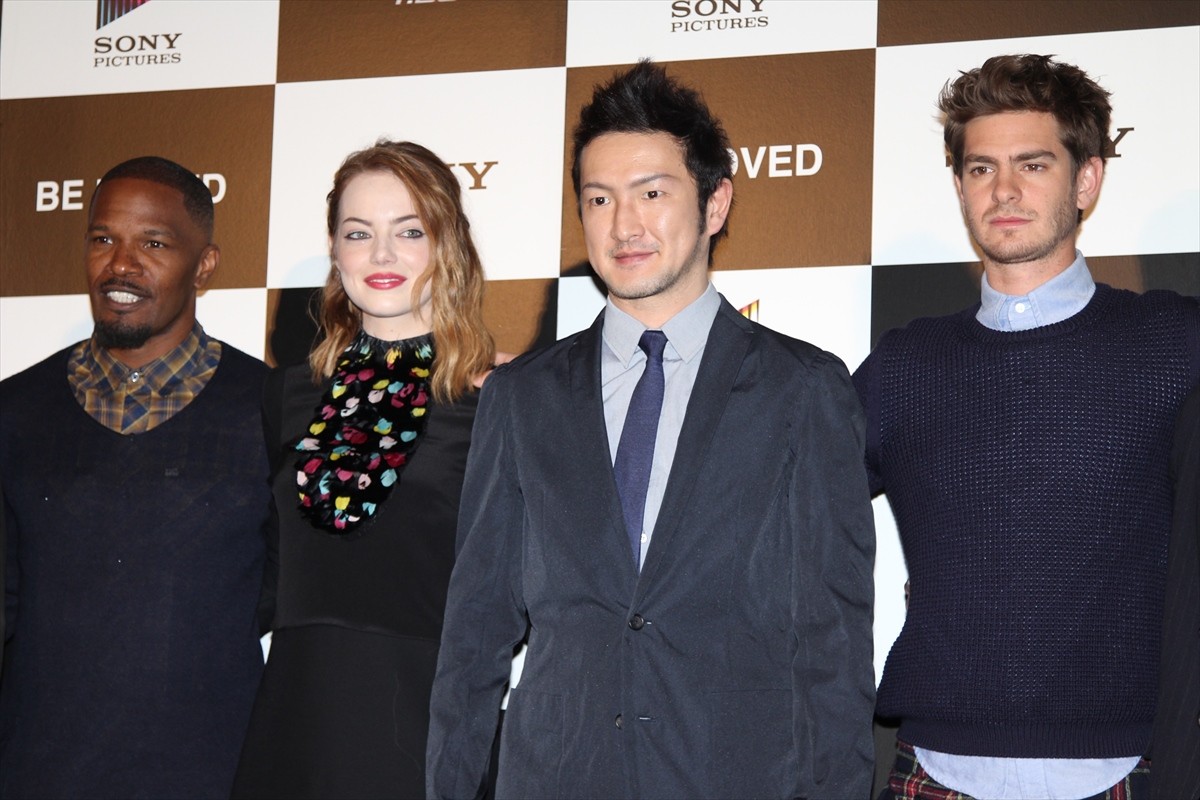 『アメイジング・スパイダーマン2』来日会見　暴れん坊のキャスト陣に中村獅童も困惑