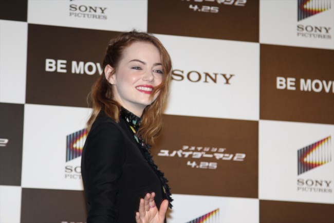 『アメイジング・スパイダーマン2』来日記者会見の様子　エマ・ストーン