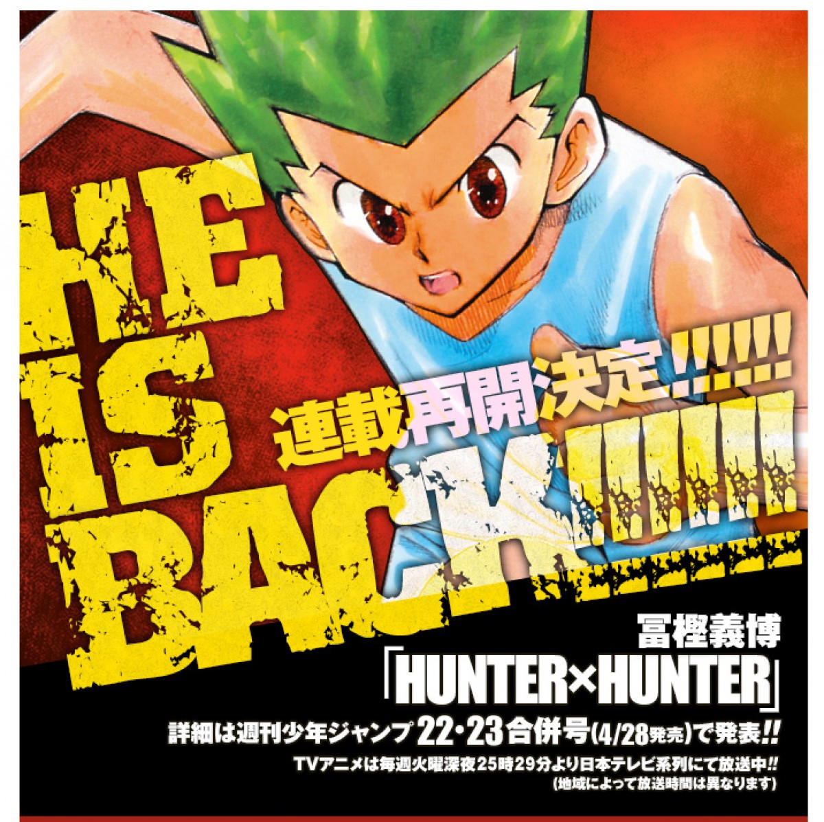 『HUNTER×HUNTER』連載再開！（「週刊少年ジャンプ」公式サイトからのスクリーンショットより）