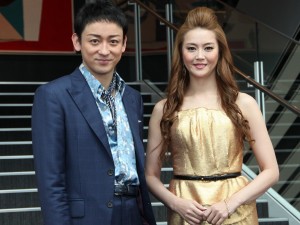 ミュージカル『オーシャンズ11』囲み取材に応じた観月ありさと山本耕史