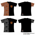 『悪魔城ドラキュラ』Tシャツは、左胸にベルモンドの鎧をモチーフにした川ポケット、右側はゲーム要素がリミックスされたオリジナル柄がプリント。後ろにもベルモンドのドット絵とロゴがワンポイントでプリントされている。