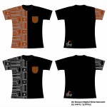 『悪魔城ドラキュラ』Tシャツは、左胸にベルモンドの鎧をモチーフにした川ポケット、右側はゲーム要素がリミックスされたオリジナル柄がプリント。後ろにもベルモンドのドット絵とロゴがワンポイントでプリントされている。