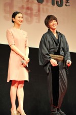 佐藤健、武井咲、映画『るろうに剣心 京都大火編／伝説の最期編』プレミア試写会にて