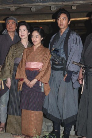 井上真央、大沢たかお、長塚京三、檀ふみ、『花燃ゆ』スタジオ取材会にて