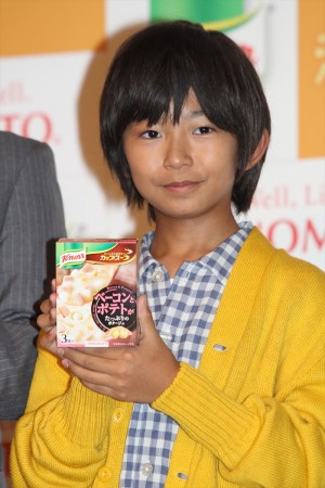 加藤清史郎、「クノール カップスープ」新テレビCM記者発表会にて