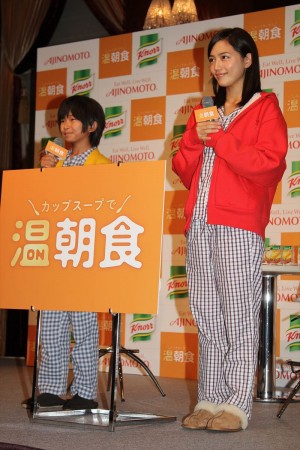 川口春奈、加藤清史郎、「クノール カップスープ」新テレビCM記者発表会にて