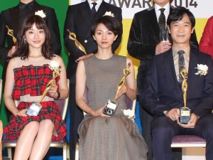 「東京ドラマアウォード2014」受賞者の石原さとみ、満島ひかり、堺雅人