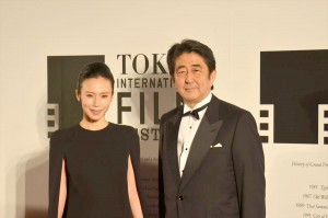 安倍晋三首相、中谷美紀（フォトコール）