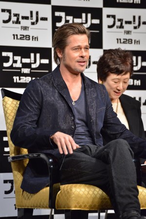 ブラッド・ピット、『フューリー』記者会見に登場