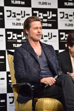 ブラッド・ピット、『フューリー』記者会見に登場