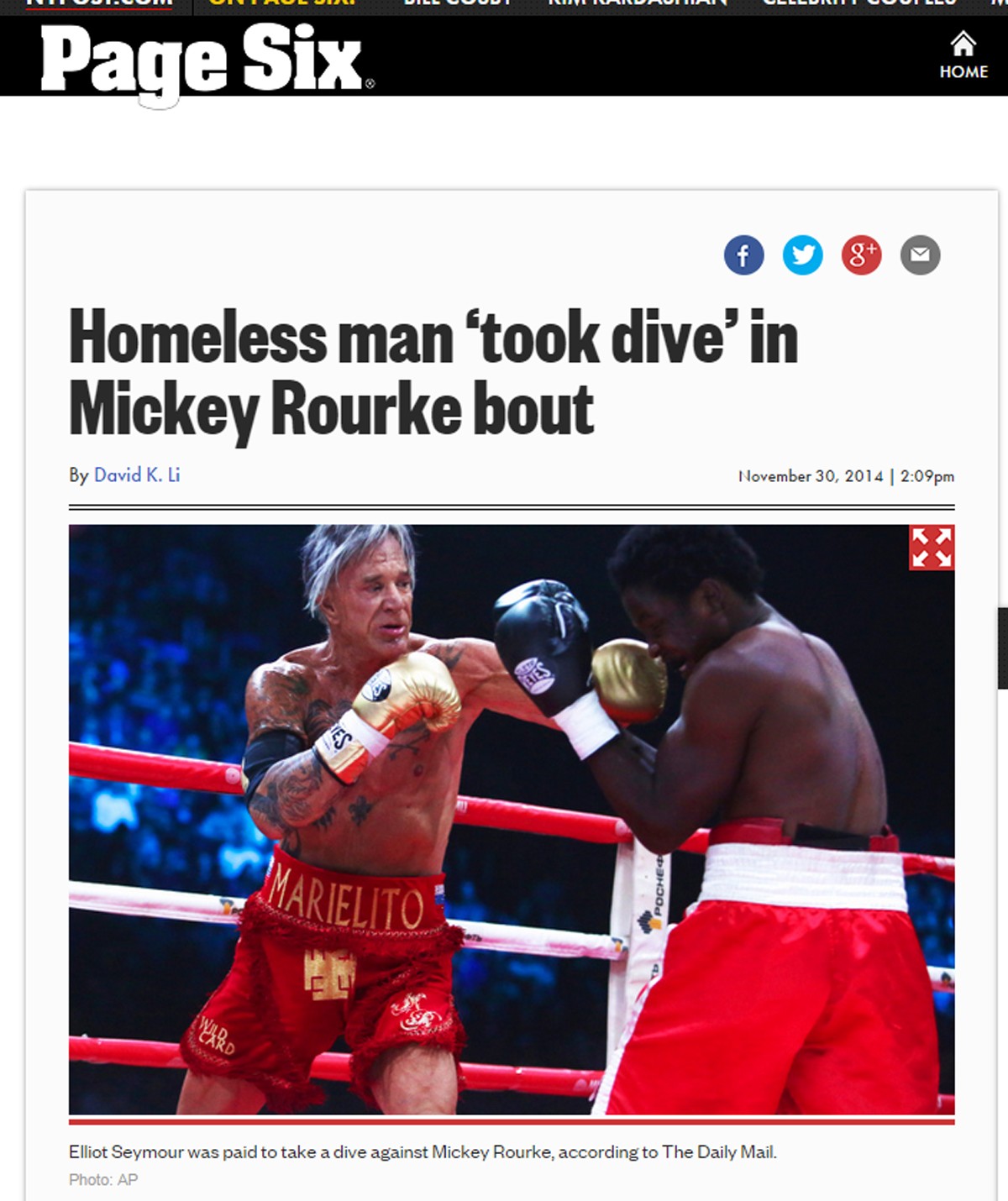 62歳のミッキー・ローク、ボクシング復帰！ 33歳年下のボクサーに勝利