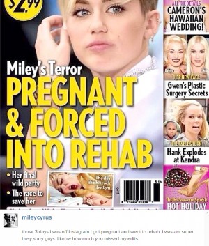 マイリー・サイラス、知らない間に妊娠説…