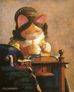ヨハネス・フェルネーコ『レースを編むメス猫』