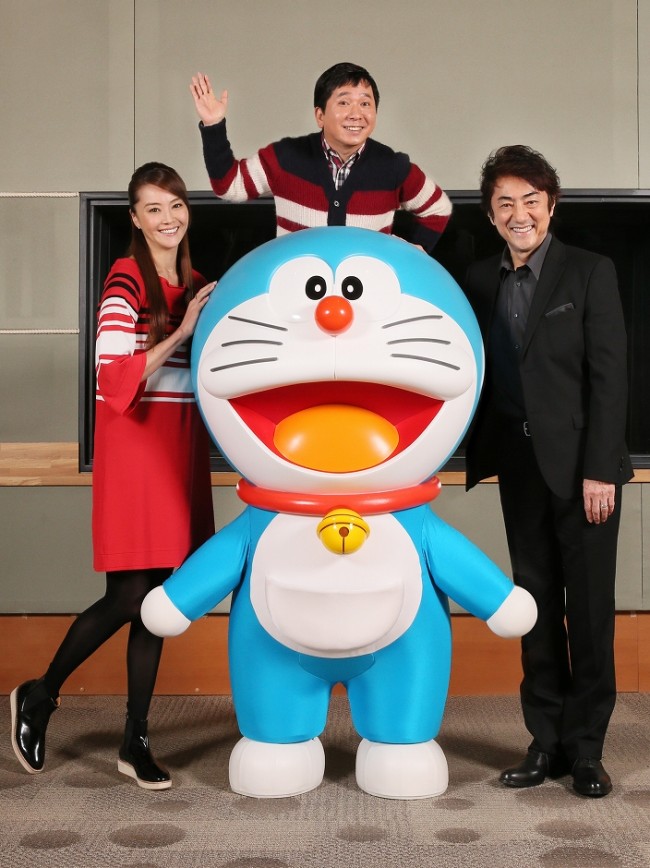 『映画ドラえもん のび太の宇宙英雄記』でゲスト声優を務める観月ありさ、田中裕二(爆笑問題)、市村正親