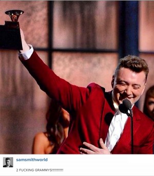 「第57回グラミー賞」の様子を投稿した、サム・スミス