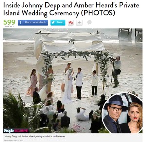 米「People」が掲載した、ジョニー・デップ＆アンバー・ハード結婚式の様子