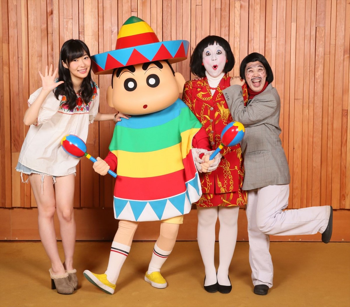 しんのすけと、声優として出演する指原莉乃&日本エレキテル連合