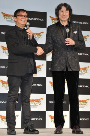 堀井雄二、シブサワ・コウ、『ドラゴンクエストヒーローズ』完成披露発表会にて