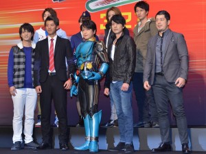 『スーパーヒーロー大戦GP 仮面ライダー3号』完成披露イベントに登壇したキャスト陣