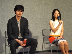 『花燃ゆ』第18回完成披露試写会に出席した東出昌大、井上真央