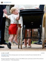 英王室シャーロット王女の洗礼式の様子（写真はジョージ王子）