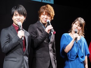『モンスターストライク』アニメ制作発表会に登場した小林裕介、福島潤、Lynn