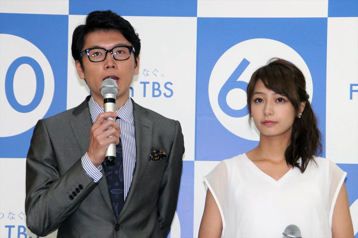 番組改編説明会で進行を務めたTBS・井上貴博・宇垣美里アナウンサー