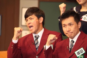 NHK『五木先生の歌う！SHOW学校』取材会に出席したますだおかだ