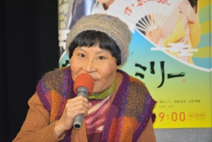 NHKスペシャルドラマ『富士ファミリー』記者会見に出席した片桐はいり	