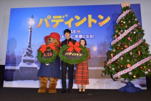 映画『パディントン』日本語吹替版完成披露試写会に登壇した松坂桃李、三戸なつめ