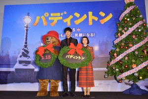 映画『パディントン』日本語吹替版完成披露試写会に登壇した松坂桃李、三戸なつめ