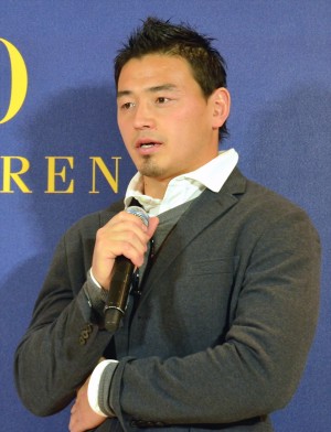 「ポロ ラルフ ローレン」スペシャルサポーター決定記者会見に登場した五郎丸歩選手