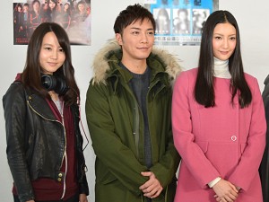 （左から）堀北真希、成宮寛貴、菜々緒、日テレドラマ「奇跡のコラボ」取材会にて