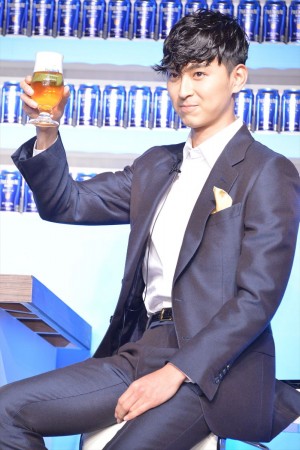 「ザ・プレミアム・モルツ＜香るエール＞」発売イベントに登壇した松田翔太