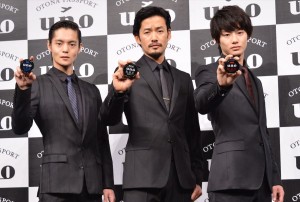 「UNO」新CM発表会に登壇した窪田正孝、竹野内豊、野村周平