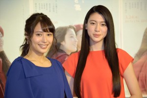 名曲ドラマシリーズ『ひこうき雲』完成試写会に出席した広瀬アリスと三吉彩花
