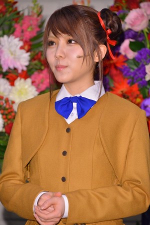 ミュージカル『ふしぎ遊戯～朱ノ章～』囲み取材に出席した田中れいな