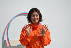 ドラマ『水族館ガール』ロケ取材会に登場した松岡茉優