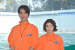 ドラマ『水族館ガール』ロケ取材会に登場した桐谷健太と松岡茉優