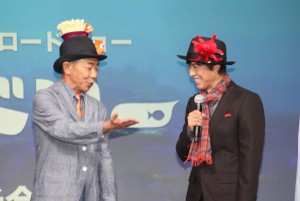 『ファインディング・ドリー』来日記者会見に登壇した木梨憲武と上川隆也