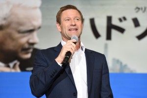 『ハドソン川の奇跡』ジャパンプレミアに出席したアーロン・エッカート