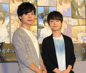 TVアニメ『3月のライオン』試写会にて（左：岡本信彦、右：河西健吾）