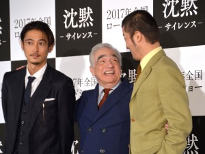 『沈黙‐サイレンス-』来日記者会見に参加した、マーティン・スコセッシ監督、窪塚洋介、浅野忠信
