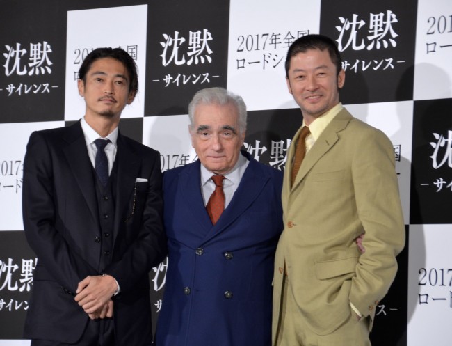 『沈黙‐サイレンス-』来日記者会見に参加した、マーティン・スコセッシ監督、窪塚洋介、浅野忠信