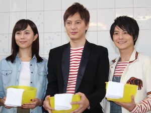 ドラマ『千住クレイジーボーイズ』取材会に出席した、比嘉愛未、塚本高史、小池徹平、