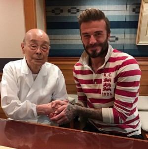 次郎さんとご満悦のデヴィッド・ベッカム