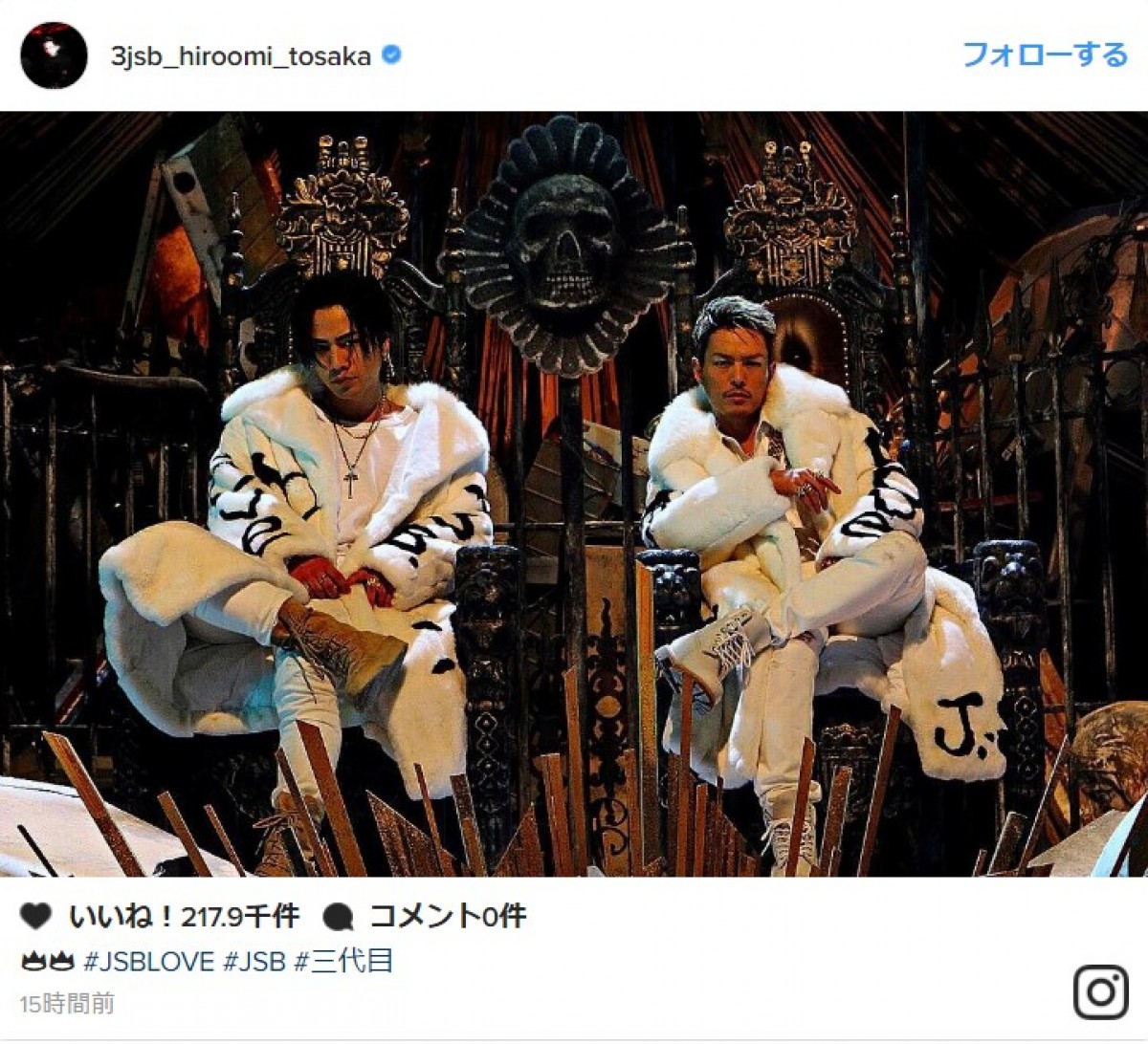三代目JSB最新曲MV解禁に「ホントっヤバイ」とファン歓喜! MVショットも公開 ※「登坂広臣」インスタグラム