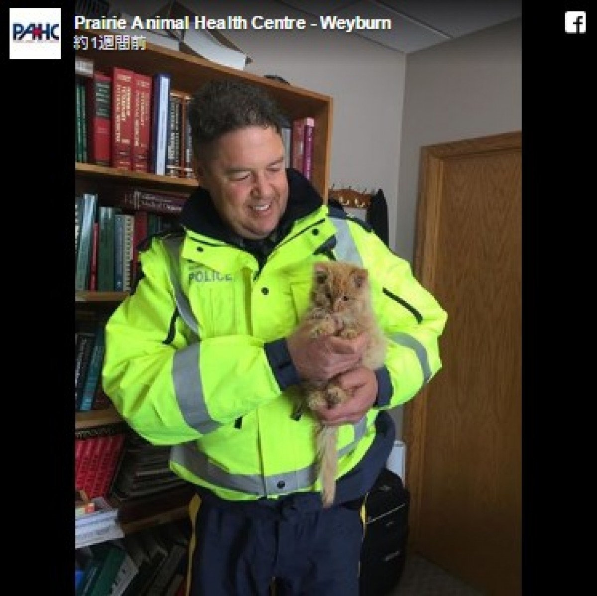 吹雪の中、凍りかけのにゃんこをカナダの警察官が救出！