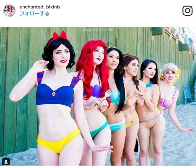 “ディズニー・プリンセス”にインスパイアされたビキニ　※「Enchanted Bikinis」インスタグラム