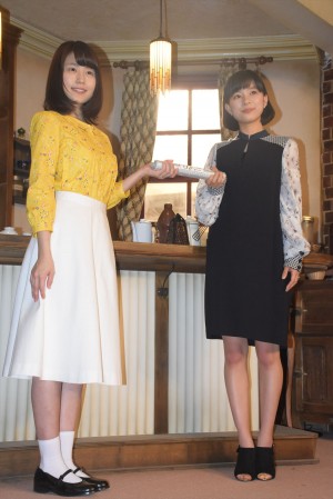 NHK朝の連続テレビ小説バトンタッチセレモニーに出席した、有村架純、芳根京子